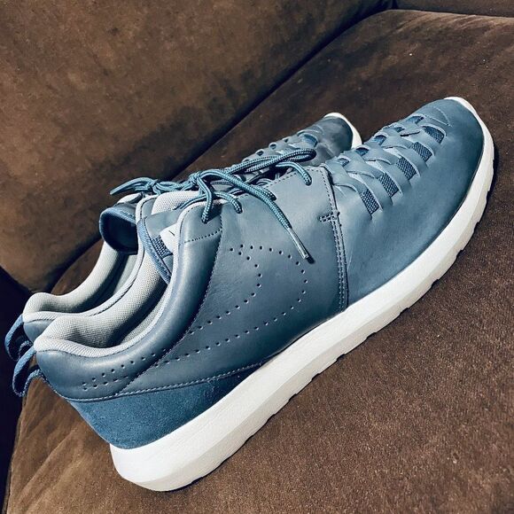 Unique Leather Basket Woven Nike Roshe Run Gun Metal Grey 12 US 46 EUR - Picture 5 of 9